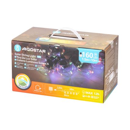 Aigostar - Catena solare a LED 20 LED/8 funzioni 11,5 m IP65 multicolore