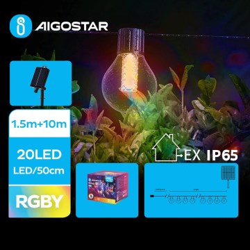 Aigostar - Catena solare a LED 20x LED/8 funzioni 11,5 m IP65 multicolore