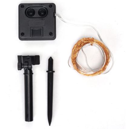 Aigostar - Catena luminosa solare a LED 100 LED / 8 funzioni, 12 m, 800 mAh, IP65, bianco caldo