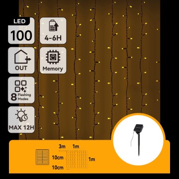 Aigostar - Catena solare LED 100xLED/8 funzioni 4x1m IP65 bianco caldo 800 mAh