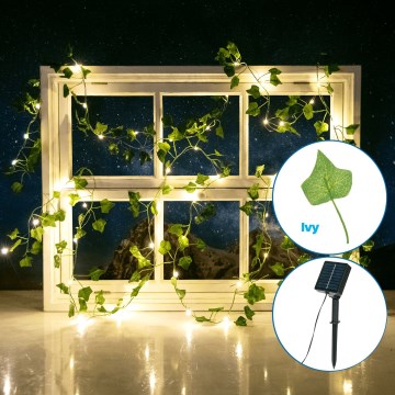 Aigostar - Catena solare LED 50xLED/7m IP65 300 mAh bianco caldo edera