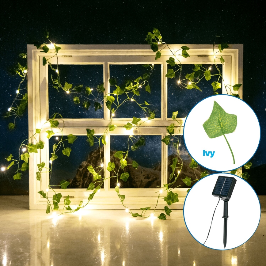 Aigostar - Catena solare LED 50xLED/7m IP65 300 mAh bianco caldo edera