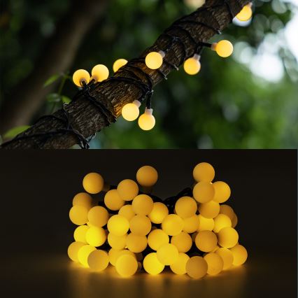 Aigostar - Catena decorativa solare LED 50xLED/8 funzioni 12m IP65 800 mAh bianco caldo