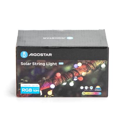 Aigostar - Catena decorativa solare a LED 50xLED/8 funzioni 12m IP65 800 mAh multicolore