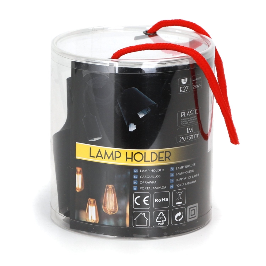 Aigostar - Cavo di alimentazione 1xE27/60W/250V nero