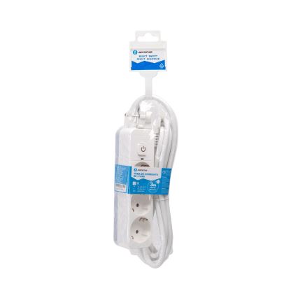 Aigostar - Prolunga con interruttore 3 prese Tipo F 3m SCHUKO bianco