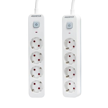 Aigostar - Prolunga con interruttore 4 prese Tipo F 1,5m SCHUKO bianco