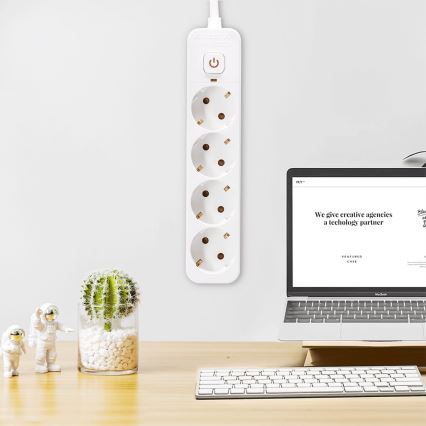 Aigostar - Prolunga con interruttore 4 prese Tipo F 5m SCHUKO bianco