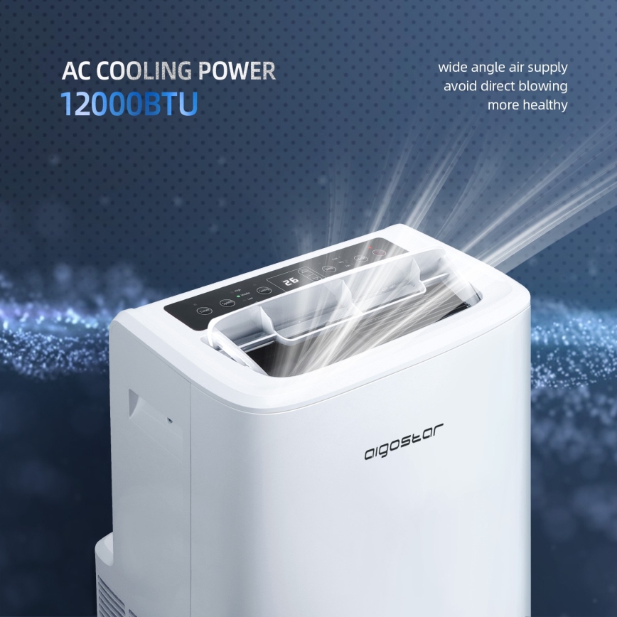 Aigostar - Climatizzatore portatile smart 1337W/230V 12000 BTU Wi-Fi bianco + telecomando