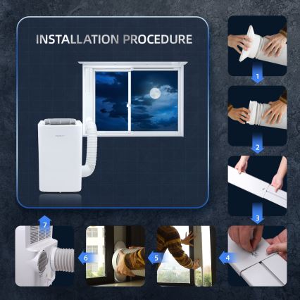 Aigostar - Climatizzatore portatile smart 1337W/230V 12000 BTU Wi-Fi bianco + telecomando