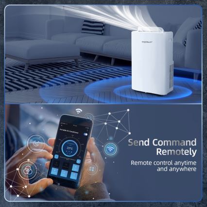 Aigostar - Climatizzatore portatile smart 1337W/230V 12000 BTU Wi-Fi bianco + telecomando