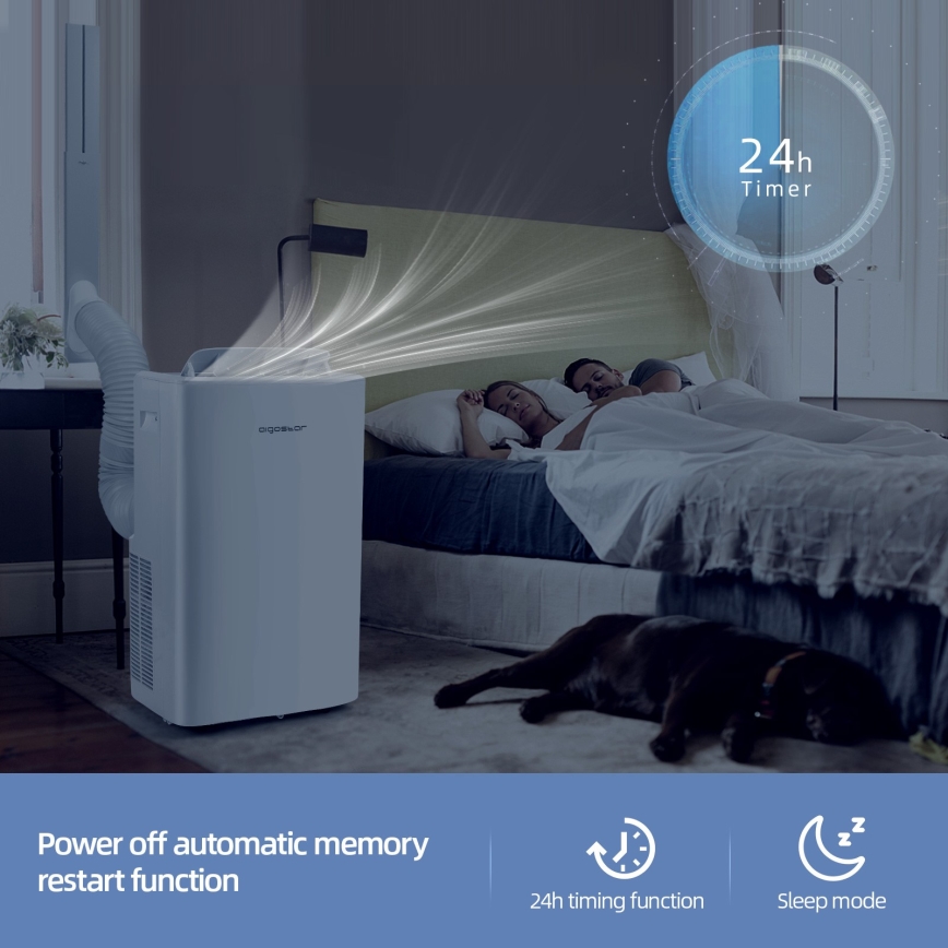 Aigostar - Climatizzatore portatile smart 1337W/230V 12000 BTU Wi-Fi bianco + telecomando