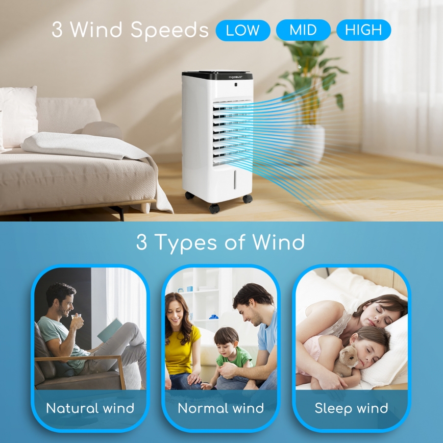 Aigostar - Condizionatore 60W/230V bianco/nero + telecomando