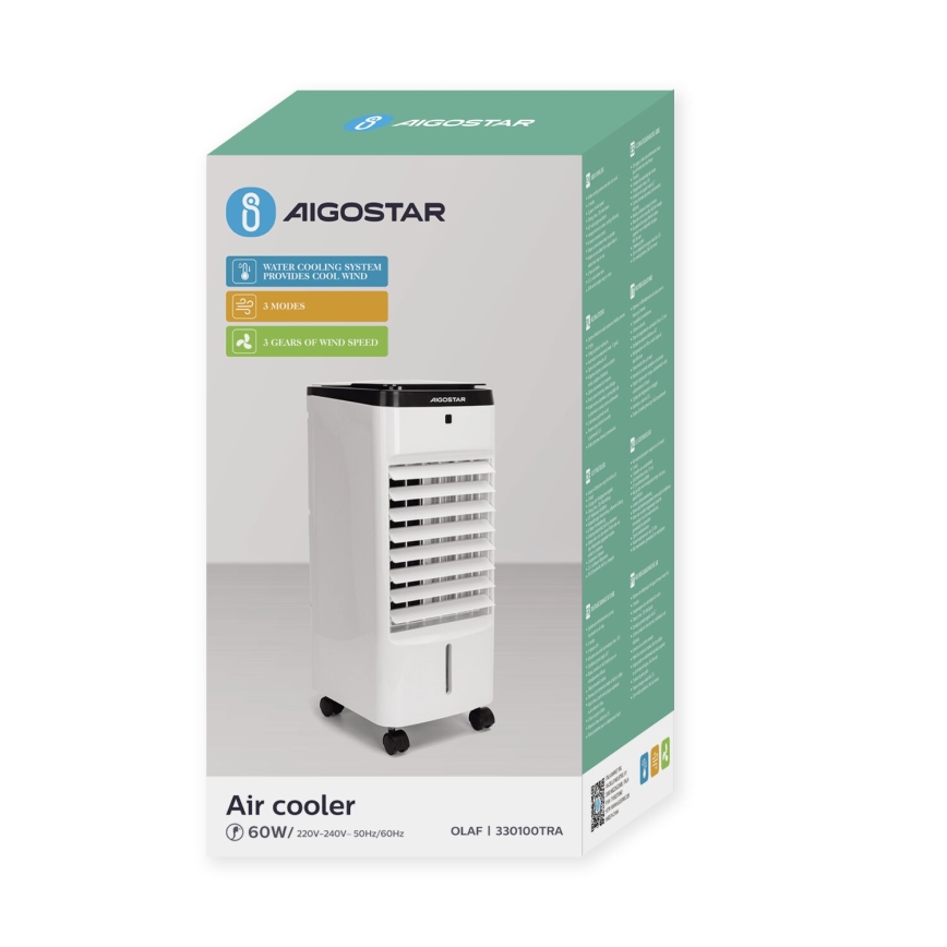 Aigostar - Condizionatore 60W/230V bianco/nero + telecomando