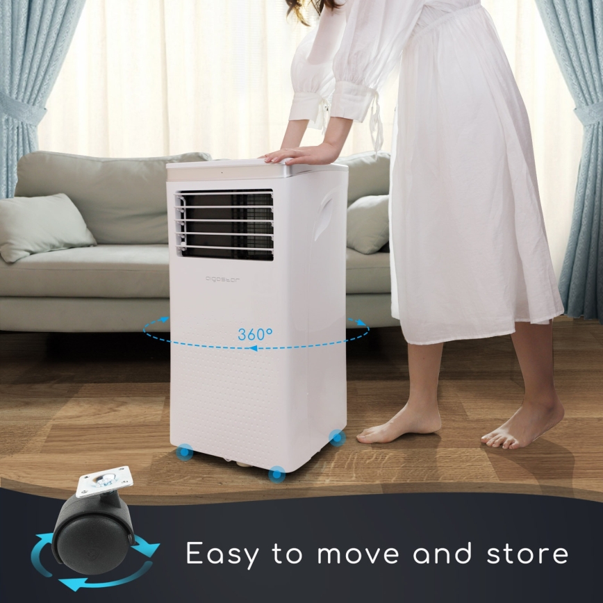 Aigostar - Condizionatore portatile intelligente 3 in 1 1003W/230V 9000 BTU Wi-Fi bianco + telecomando