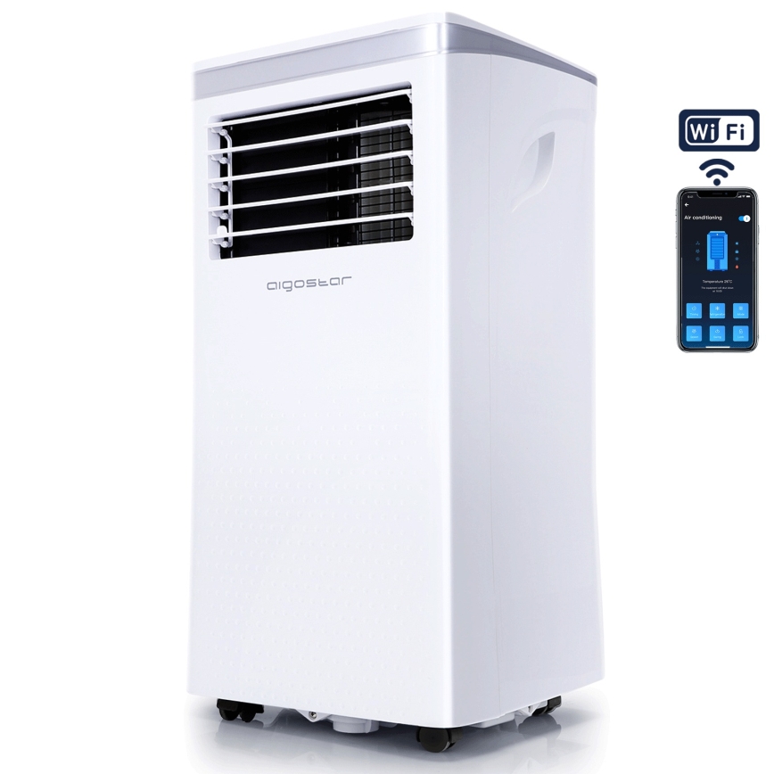 Aigostar - Condizionatore portatile intelligente 3 in 1 1003W/230V 9000 BTU Wi-Fi bianco + telecomando