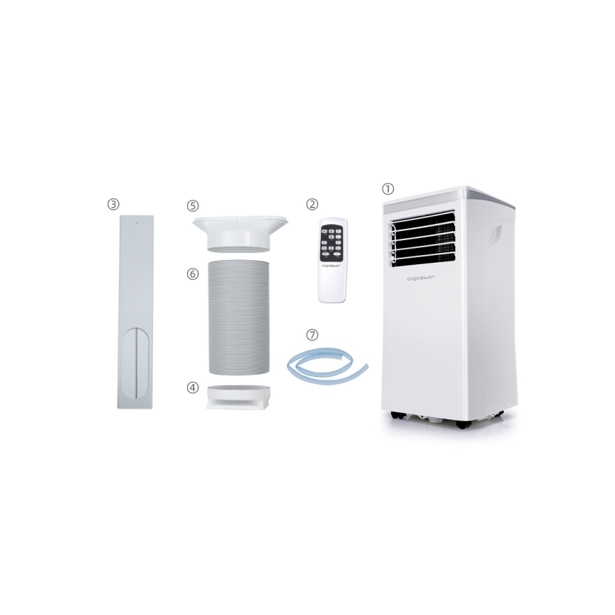 Aigostar - Condizionatore portatile intelligente 3 in 1 1003W/230V 9000 BTU Wi-Fi bianco + telecomando