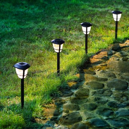 Aigostar - Set da 12 lampade solari a LED LED/0,06W/2V 33,8 cm 6500K 100 mAh IP44 nere