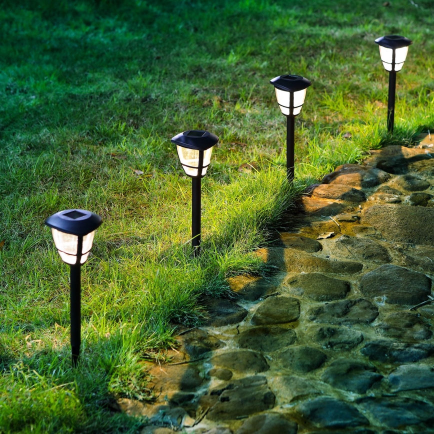 Aigostar - Set da 12 lampade solari a LED LED/0,06W/2V 33,8 cm 6500K 100 mAh IP44 nere