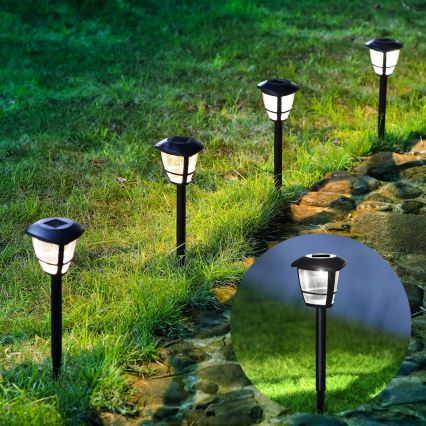 Aigostar - Set da 12 lampade solari a LED LED/0,06W/2V 33,8 cm 6500K 100 mAh IP44 nere