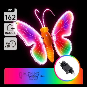 Aigostar - Decorazione LED da esterno 162xLED 42 cm IP44 farfalla/multicolore