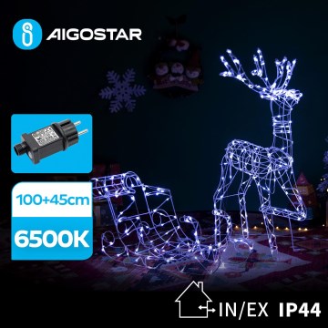 Aigostar - Decorazione LED da esterno LED/3,6W/31/230V 6500K 90/45cm IP44 renna con slitta