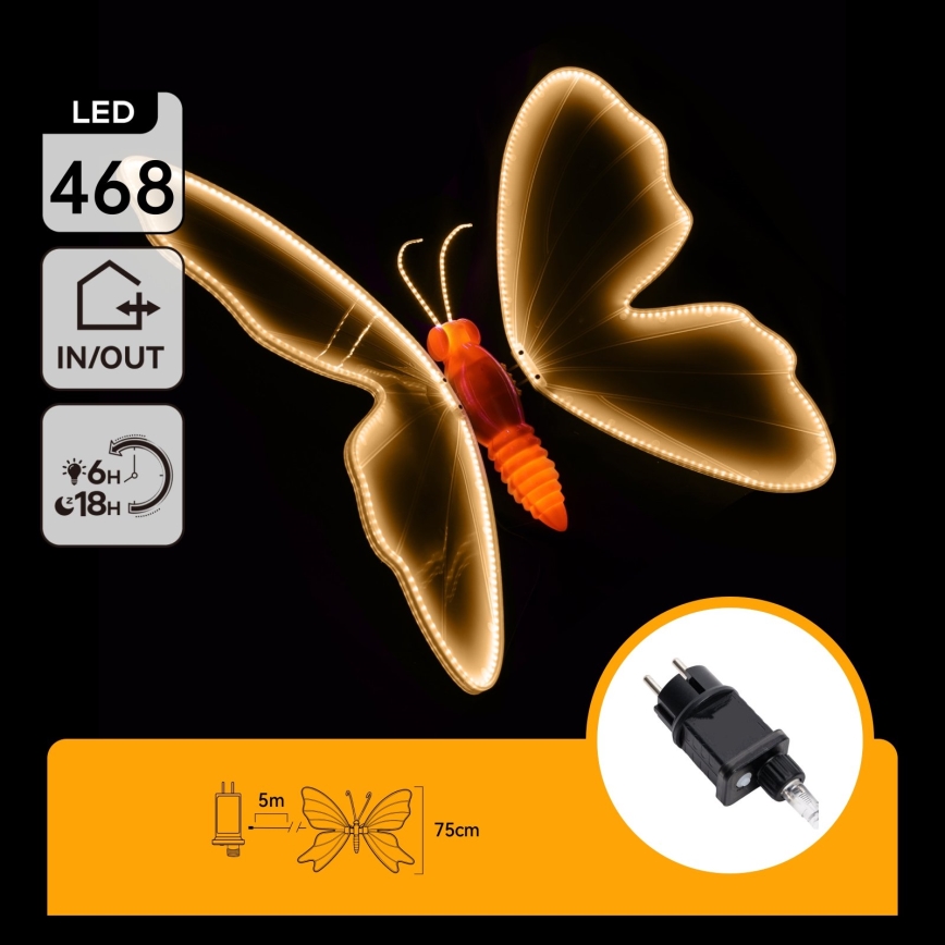 Aigostar - Decorazione LED per esterni 504xLED IP44 bianco caldo farfalla