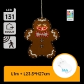 Aigostar - Decorazione natalizia a LED 131 LED/3xAA IP44 con telecomando, omino di pan di zenzero 27 cm