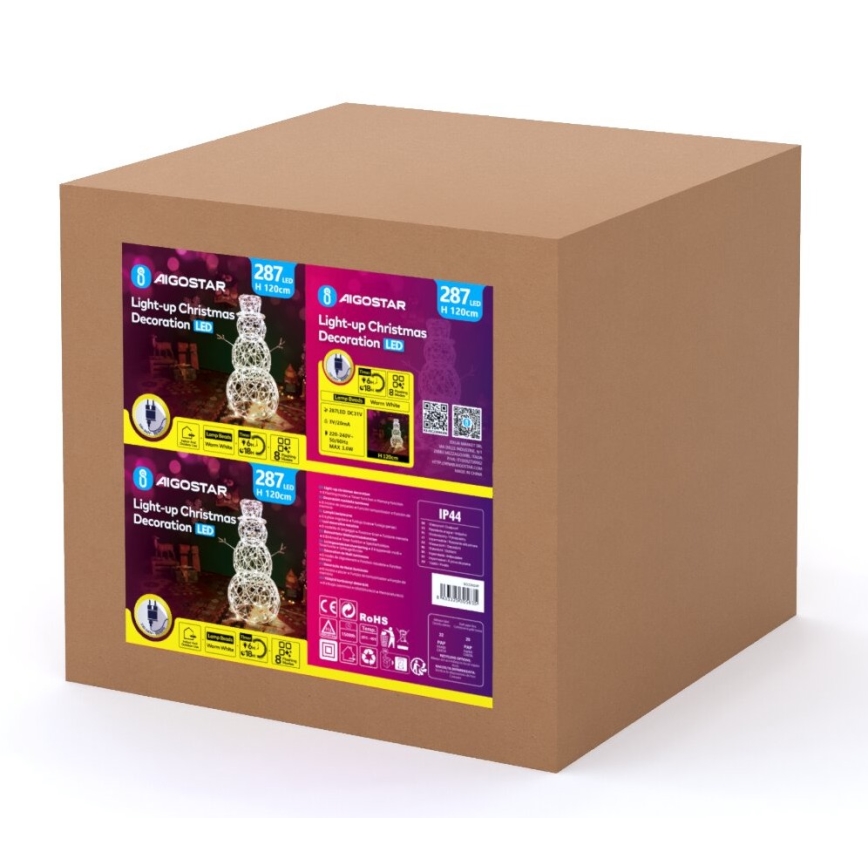 Aigostar - Decorazione natalizia a LED per esterno 3,6W/31/230V 2700K 120 cm IP44 pupazzo di neve