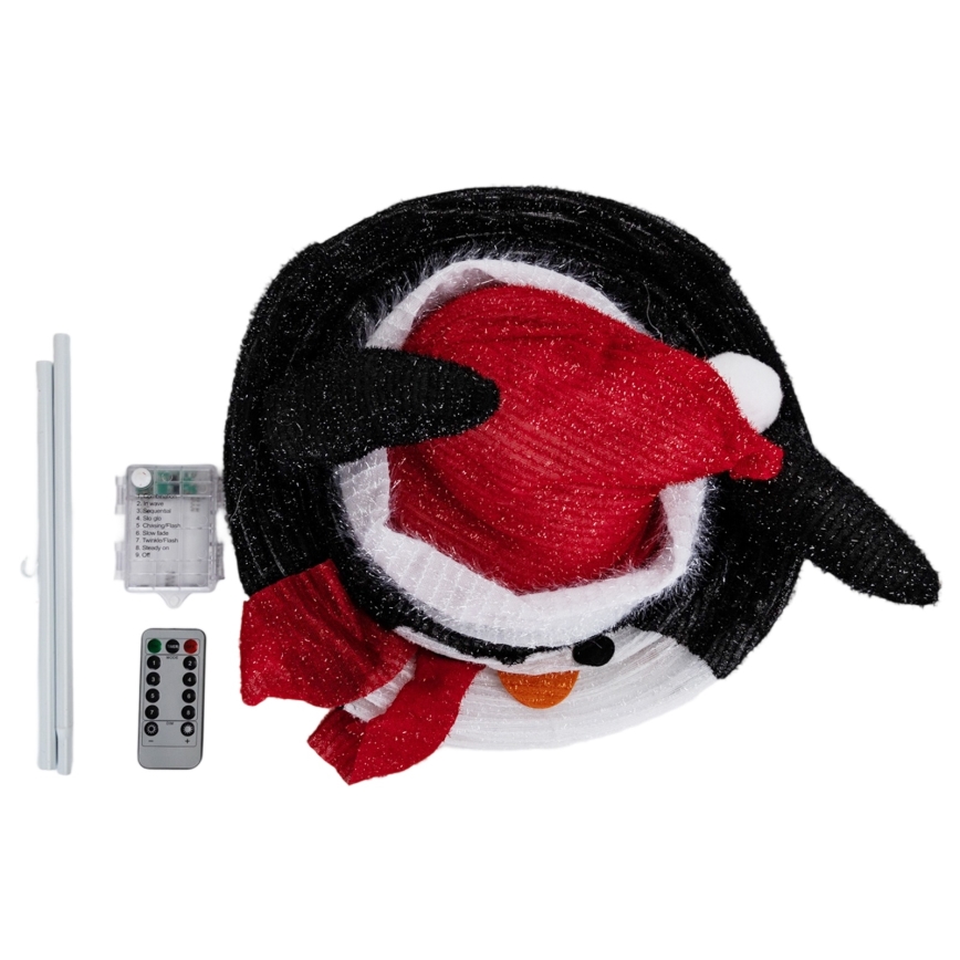 Aigostar - Pinguino natalizio LED per esterni 50xLED/3xAA 0,7m IP44 con telecomando