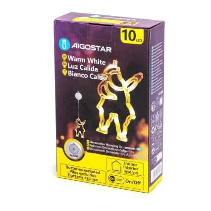 Aigostar - Decorazione natalizia LED 10xLED/3xAAA Babbo Natale 20 cm