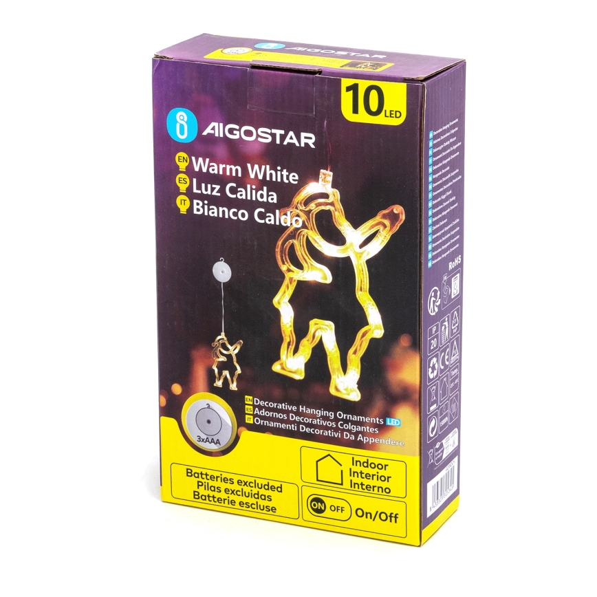 Aigostar - Decorazione natalizia LED 10xLED/3xAAA Babbo Natale 20 cm
