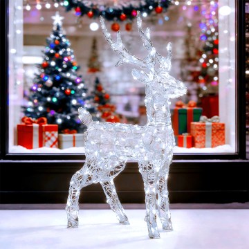 Aigostar - Decorazione natalizia LED da esterno 120xLED/8 funzioni 0,8m IP44 bianco freddo pupazzo di neve