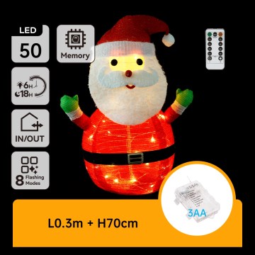 Aigostar - Decorazione natalizia LED da esterno 50xLED/3xAA 0,7 m IP44 bianco caldo Babbo Natale