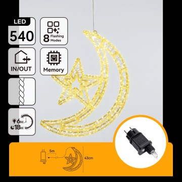 Aigostar - Decorazione natalizia LED da esterno 540xLED/6W/230V 43 cm IP44 bianco caldo mezzaluna