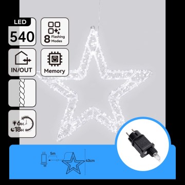 Aigostar - Decorazione natalizia LED da esterno 540xLED/6W/230V 43 cm IP44 fiocco di neve, bianco freddo