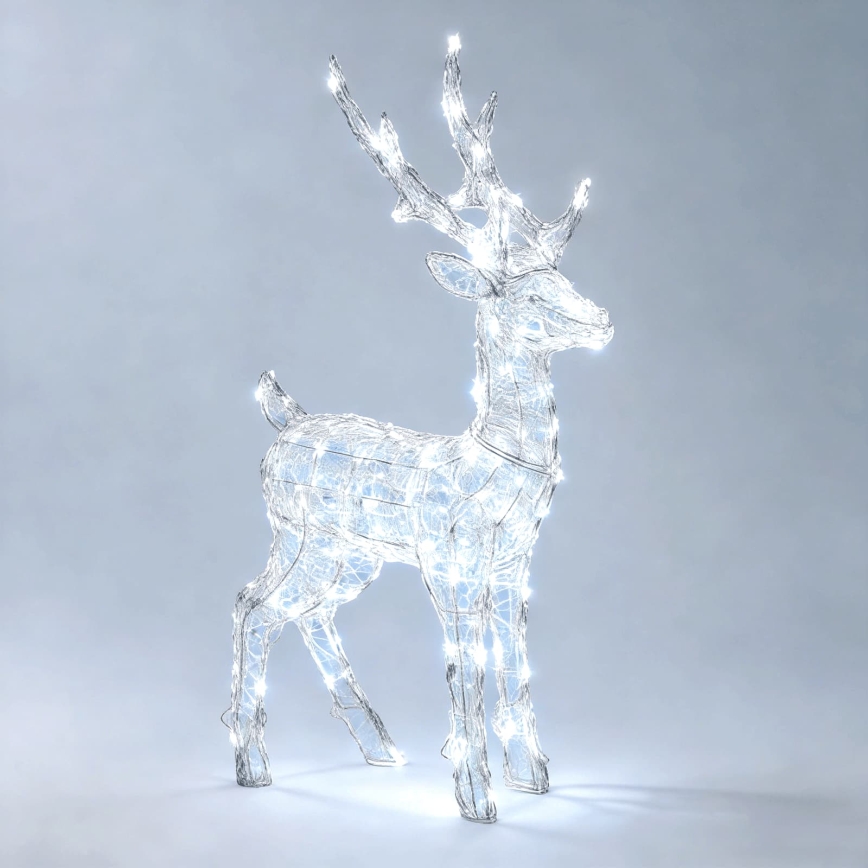 Aigostar - LED decorazione natalizia per esterni 80xLED/8 funzioni 0,65m IP44 bianco freddo cervo