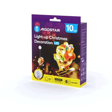 Aigostar - Decorazione natalizia LED LED/3xAAA Babbo Natale sugli sci 23cm