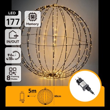 Aigostar - Decorazione natalizia LED per esterni 177xLED/3,6W/230V 60 cm IP44 bianco caldo