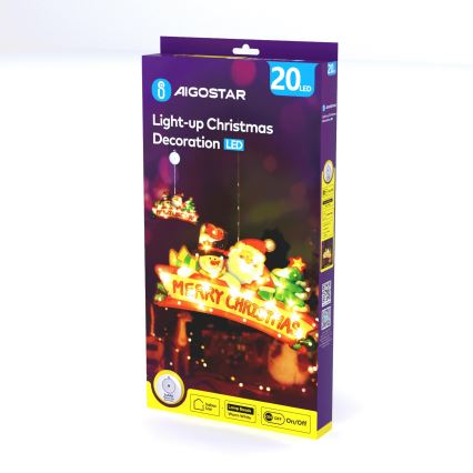 Aigostar - Decorazione natalizia luminosa a LED 20 LED / 3 batterie AAA Buon Natale 23 cm