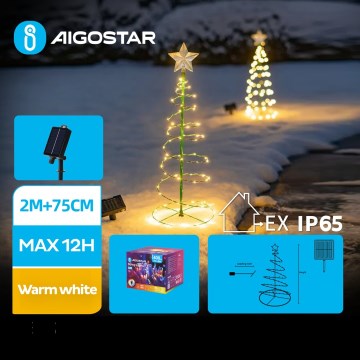 Aigostar - Decorazione natalizia solare a LED/0,26W/3,7V 75cm IP65 bianco caldo