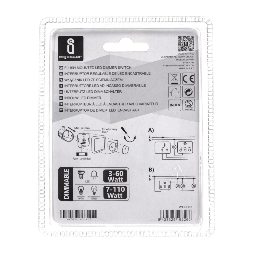 Aigostar - Dimmer rotativo 110W/230V bianco