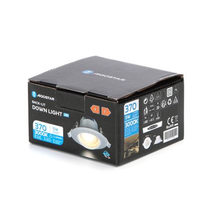 Aigostar - Faretti LED incassati LED/5W/230V 3000K diametro 8,5 cm bianco
