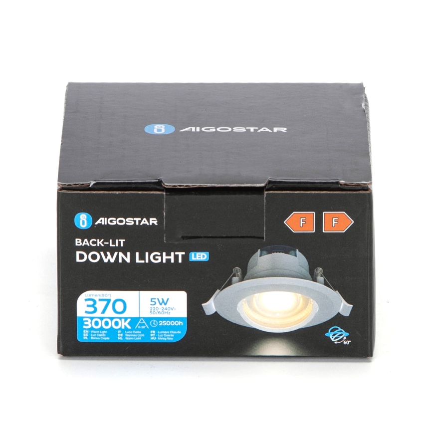 Aigostar - Faretti LED incassati LED/5W/230V 3000K diametro 8,5 cm bianco