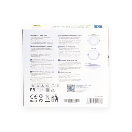 Aigostar - Faretto da incasso LED/18W/230V 3000K Ø 22,2 cm bianco