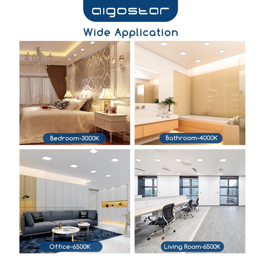 Aigostar - Faretto da incasso per controsoffitto LED/6W/230V 6500K 12x12 cm bianco