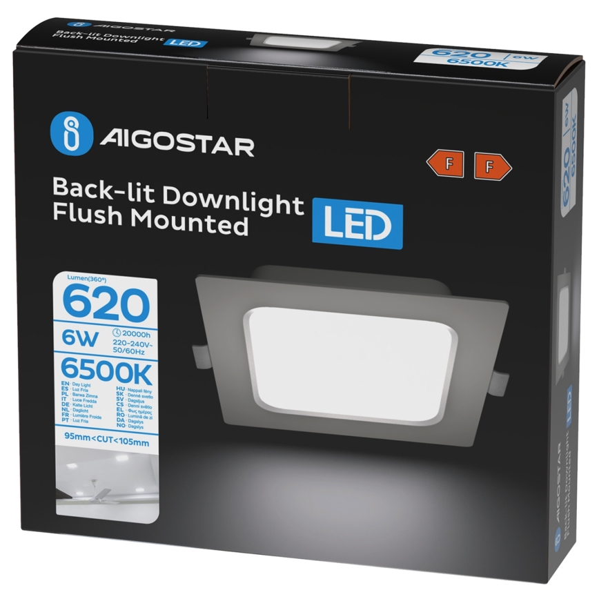 Aigostar - Faretto da incasso per controsoffitto LED/6W/230V 6500K 12x12 cm bianco