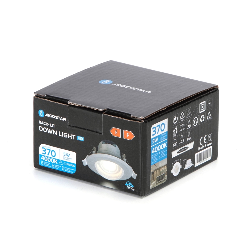Aigostar - Faretto LED da incasso LED/5W/230V 4000K diametro 8,5 cm bianco