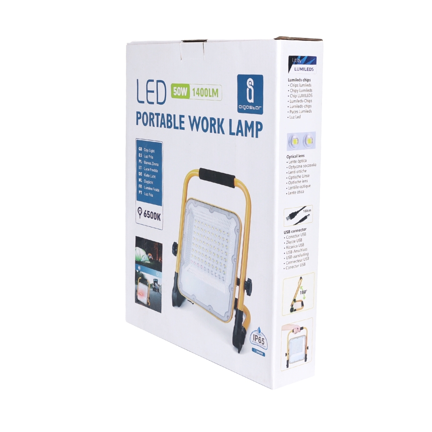 Aigostar - Faretto LED ricaricabile dimmerabile LED/50W/5V 6500K IP65