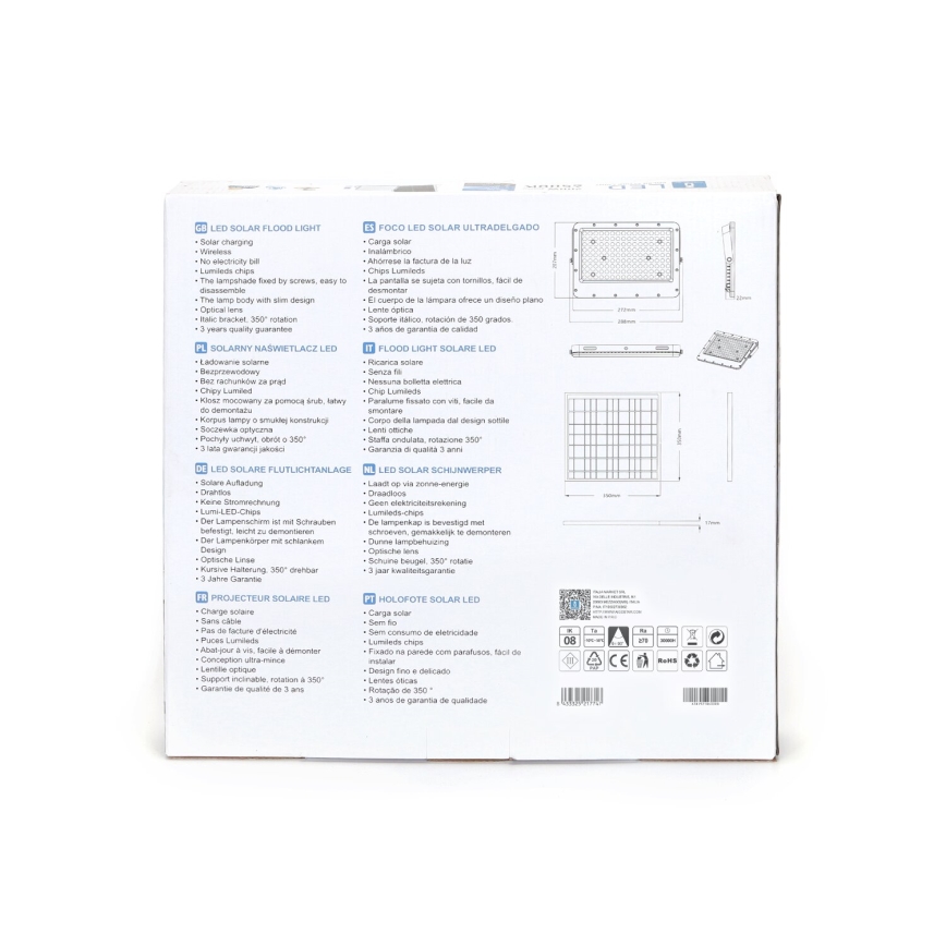 Aigostar - Faretto solare a LED dimmerabile LED/200W/3,4V 20000 mAh IP65 + telecomando